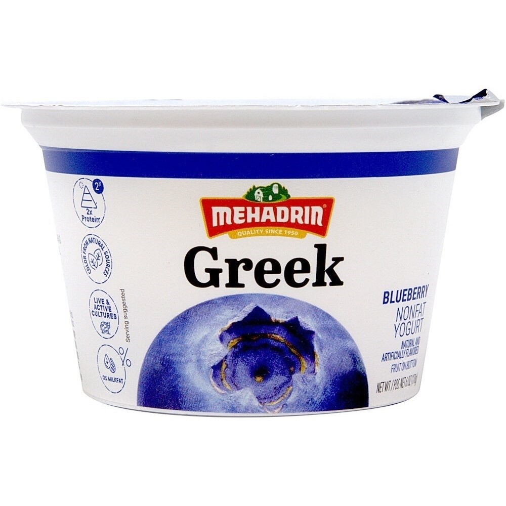 Mehadrin Greek Yogurt Blueberry, 6 Oz | Kosher Kingdom Miami